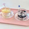 Summer Glass Saucer Set Style Korean Coffee Milk French Afternoon Tea Premium Cup Chill