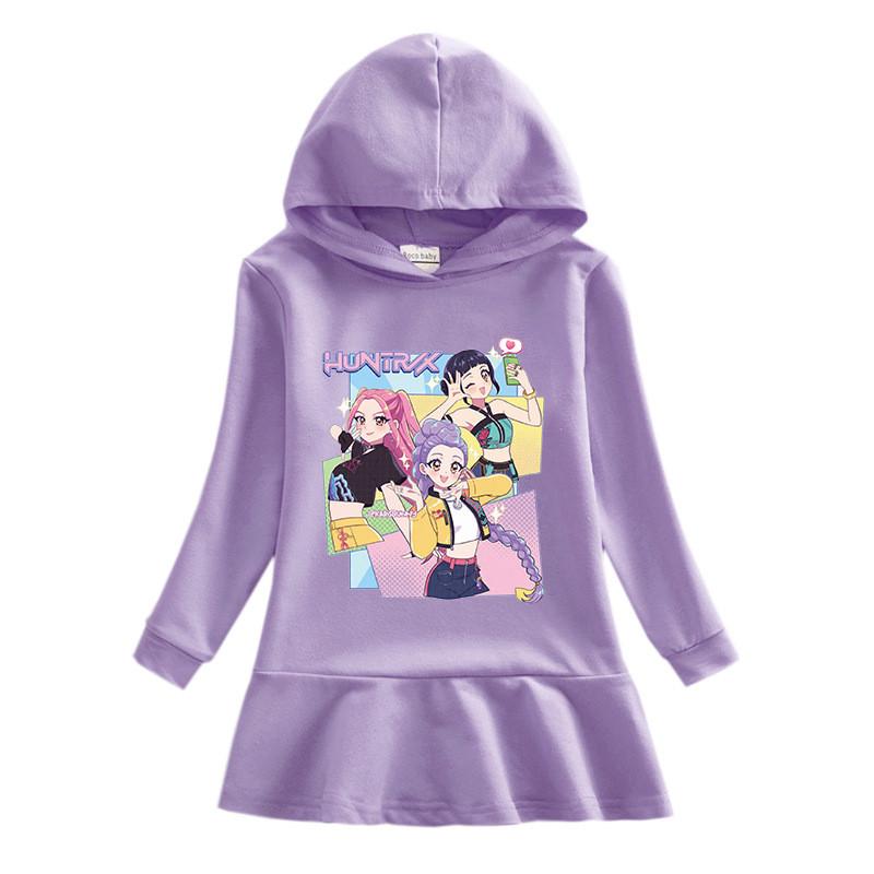 Girls Kpop Rumi Zoey Mira Hunters Print Mira Zoey Rumi Hooded Dress