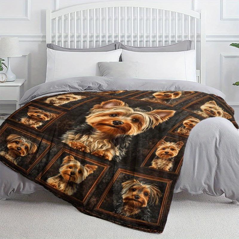 1pc Yorkshire Terrier HD Print Polyester Throw Blanket for RV - Soft Lightweight And Versatile for Travel Camping
