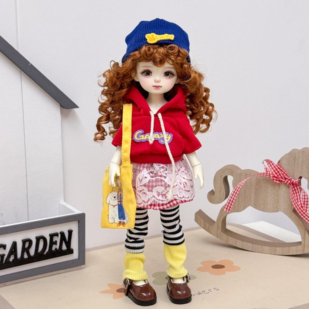 Cute Fashion 1/6 Bjd Doll Outfit With Hat Pretty 30Cm Doll Clothes Casual Set Casual Doll Dress Set Girls Toy Gifts