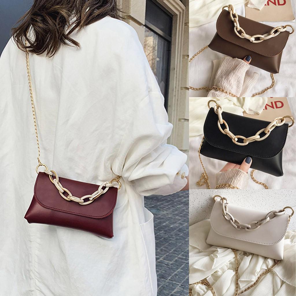 Buy Fashion Women's Solid Color Large Capacity Leather Shoulder Bag