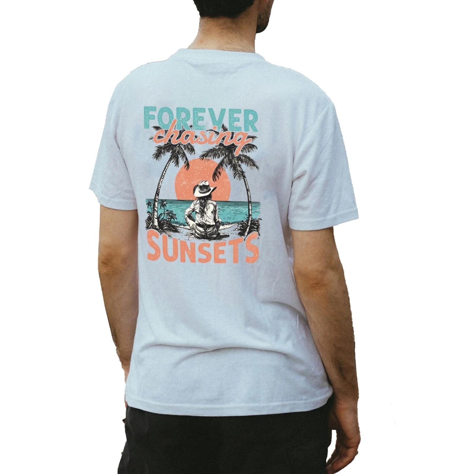 

Unisex Slim Fit T-Shirt - Forever Chasing Sun Original Summer Crewneck Slim Fit 4XL