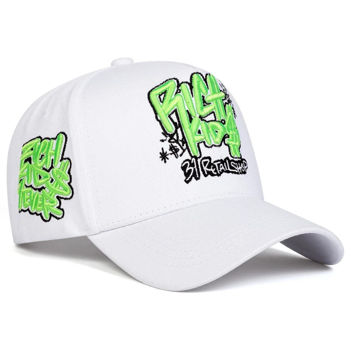 

Unisex Rich Kios Letter Embroidery Baseball Caps Spring Autumn Outdoor Sunscreen Hat Adjustable Casual Trucker Hats