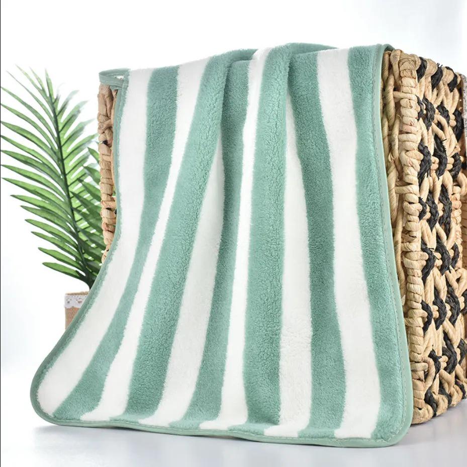 Premium Coral Fleece Face Towel - Absorbent, Quick-Drying, Non-Shedding, Striped Bath Towel for Adults