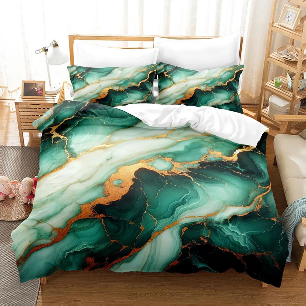 3D Luxury Marble Bedding Set Printed Duvet Cover Set Pillowcases Romantic Soft Single Double King Size for Adult Birthday Gift