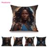 Mode Schönes Afrikanisches Mädchen Afrika Prinzessin Elegante Hübsche Dame Dekorative Sofakissenhülle Baumwoll-Leinen Kissenbezug