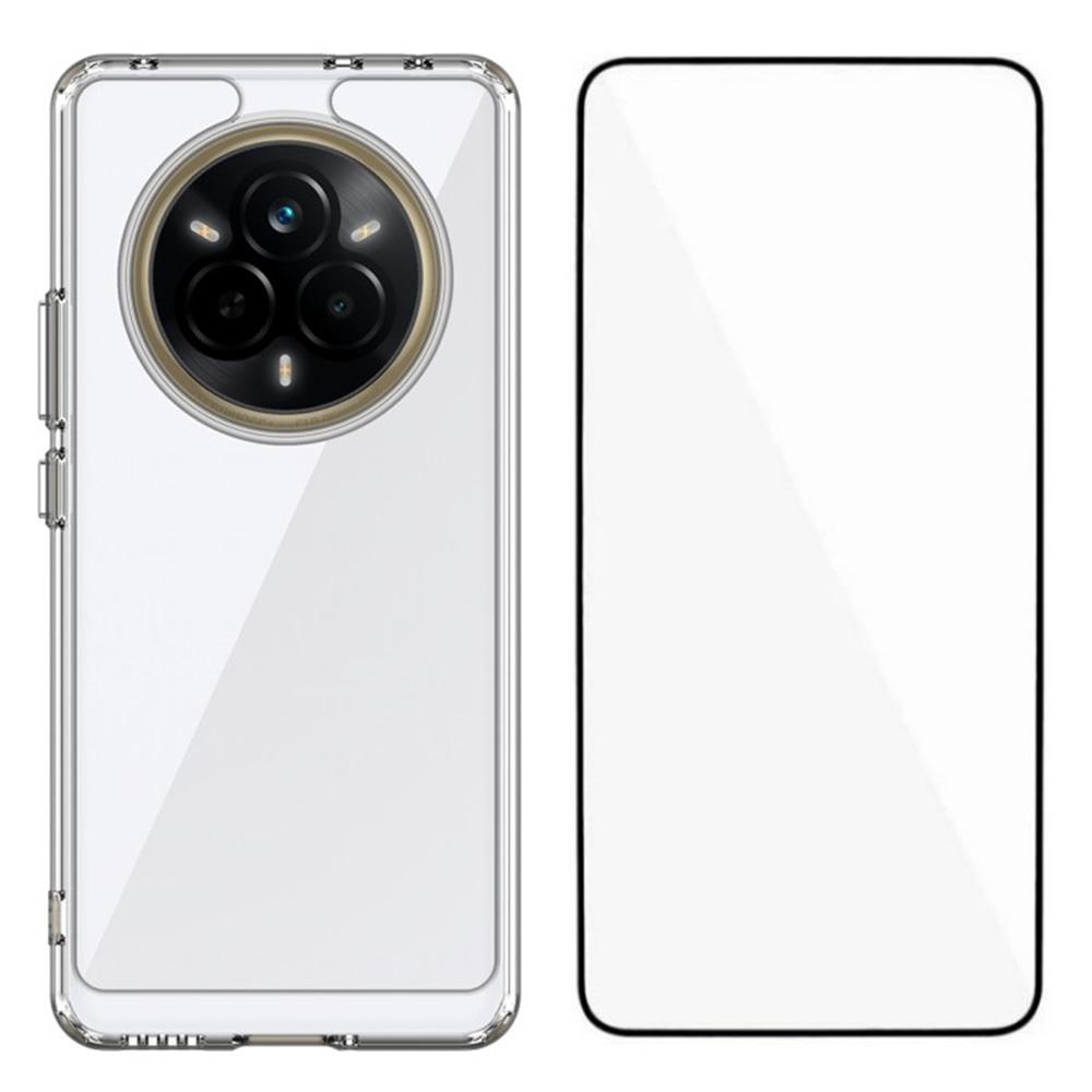 

WANLONFENG MF Series for Realme 14 Pro 5G Case TPU Acrylic Clear Phone Cover with Tempered Glass Film Type A
