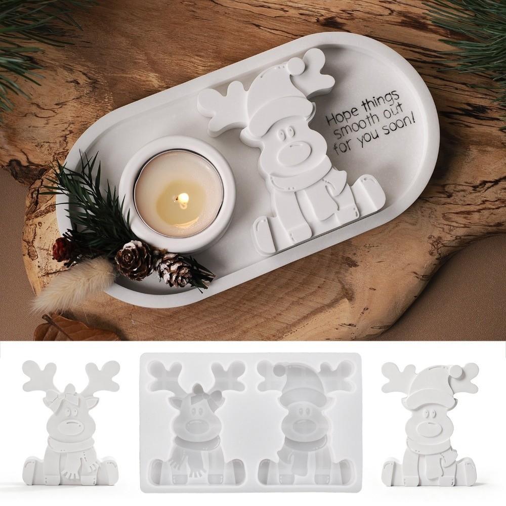 New 3D Reindeer Silicone Mold Sitting Position Handmade Craft Christmas Ornament Mold Cute DIY Craft Mold Holiday Party