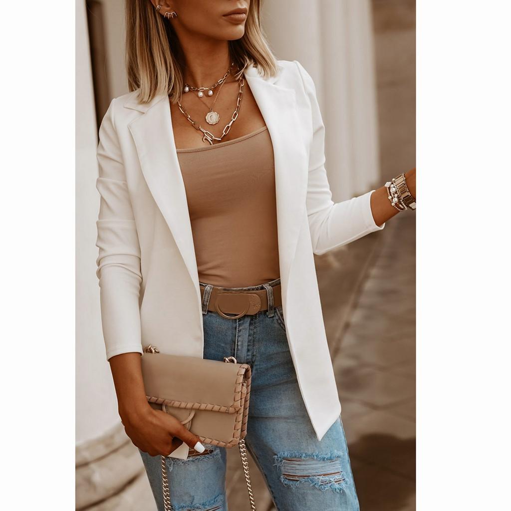 

Женский свободный топ с длинным рукавом, повседневная куртка, женская одежда, пальто, блузка M белый