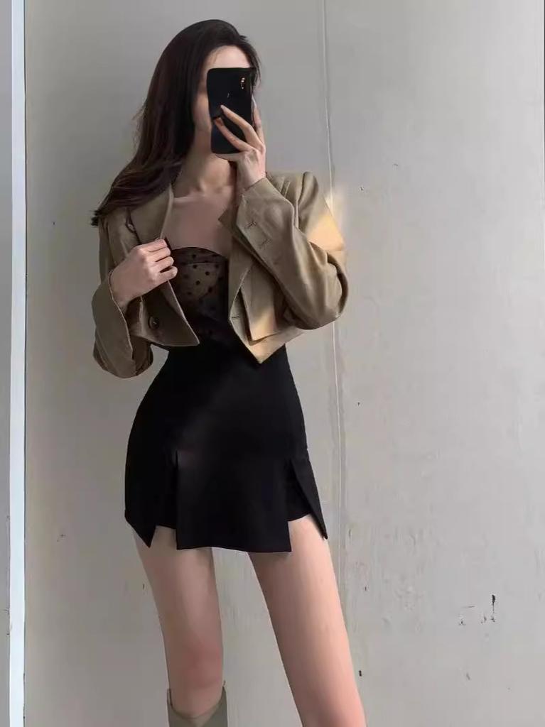 Half-length culottes female royal sister wind high waist hip-wrapped split A-shaped skirt summer hot girls sexy casual hot pants
