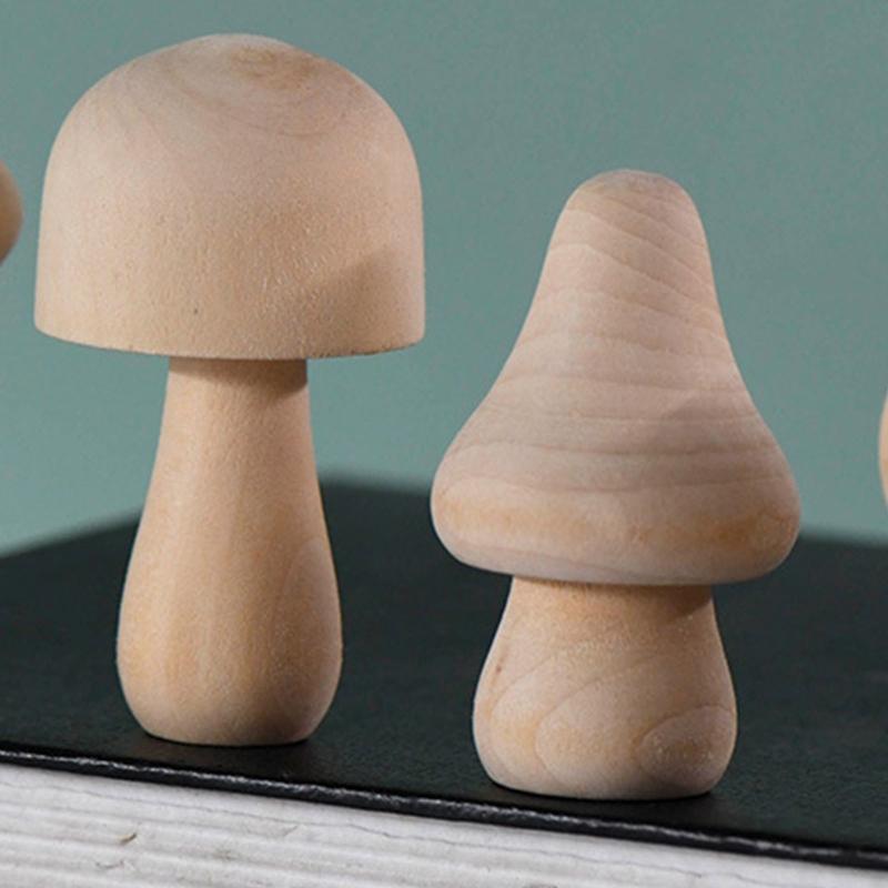 Unpainted Wooden Mushroom for Arts and Crafts Projects Decoration Various Sizes Wooden Mushroom Set of 10 DIY