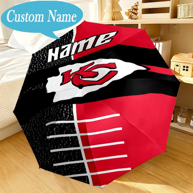 Custom Name Umbrella Kansas Chiefs Fan Gear Umbrella 8-Frame for Travel, Camping, Casual Lightweight Portable, Essential for Family Gifts
