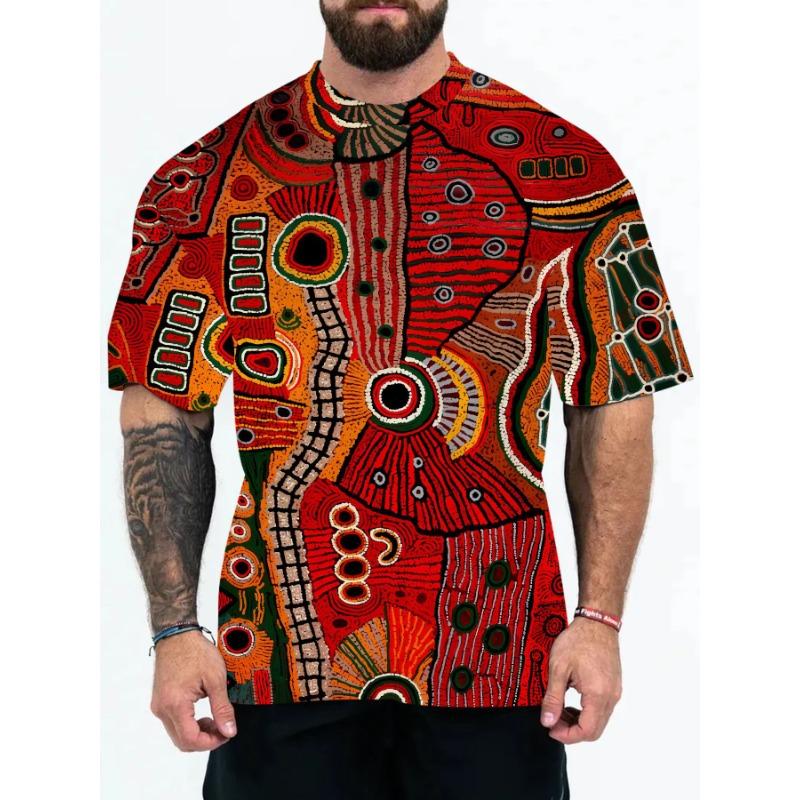 Summer New Men's 3D Abstract Printed Loose Men's Short Sleeved T-shirt