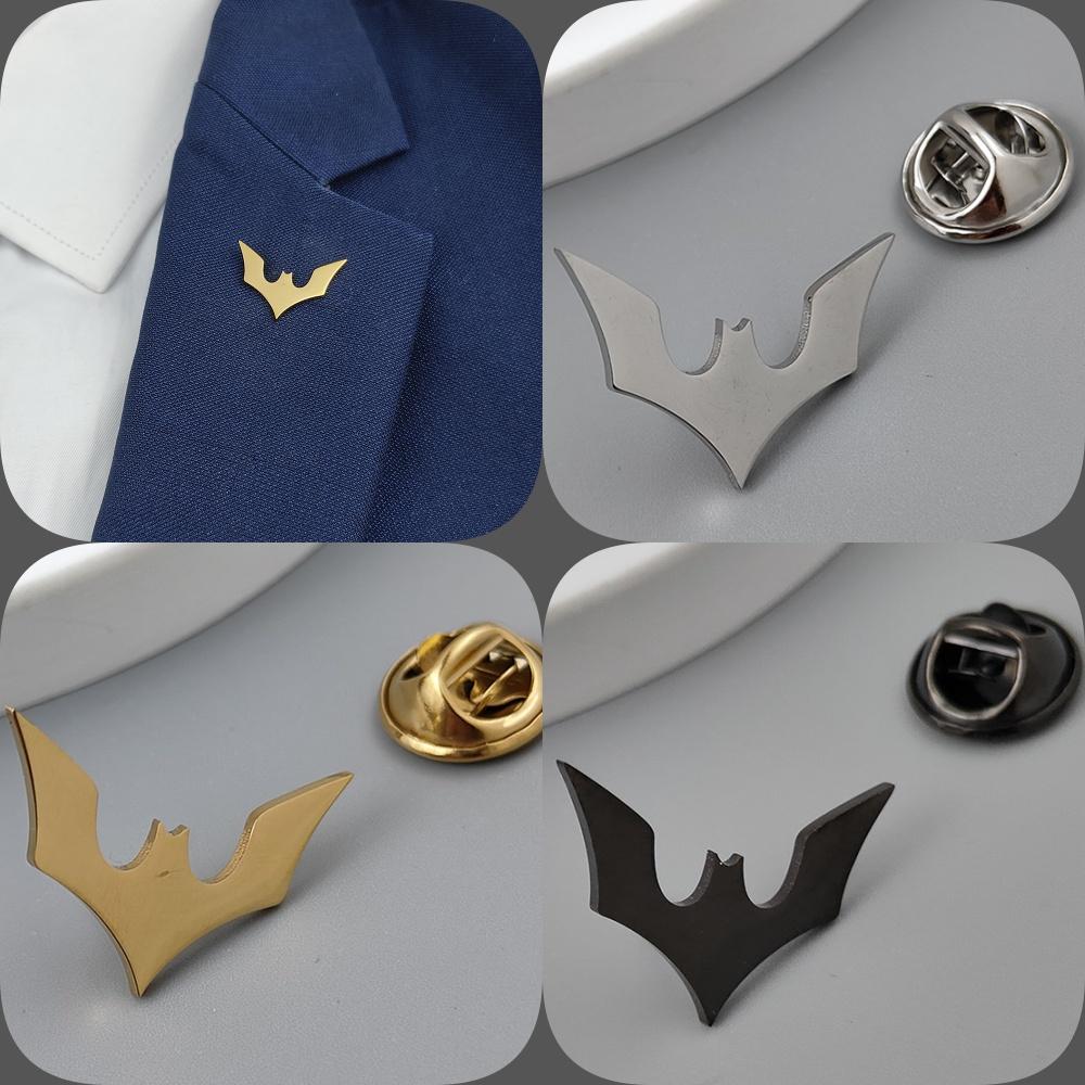 Dark Bat Gold-plated Badge, Suit Lapel Pin Stainless Steel Black, Women's Anti-exposure Button, Men's Brooch