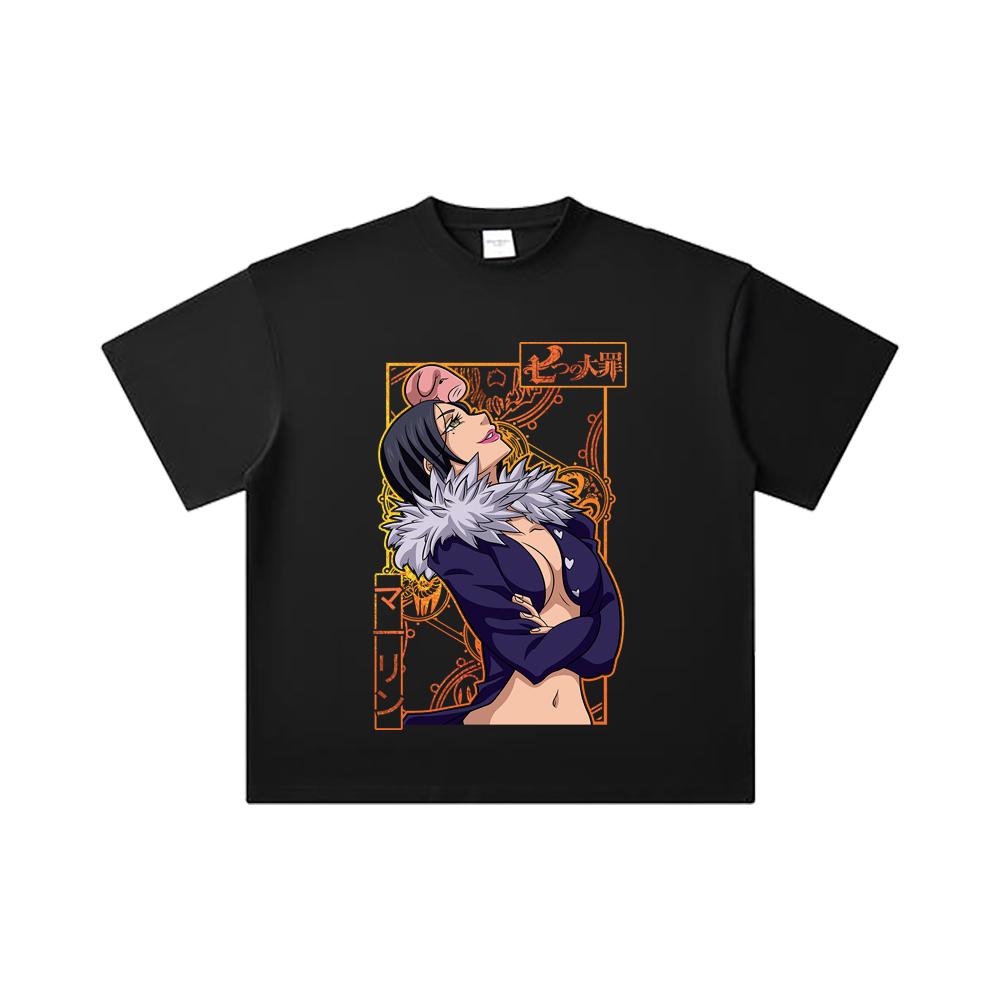 260 GSM Double Yarn 32 Count 100% Cotton Seven Deadly Sins V9 Merlin Print Unisex Heavy Cotton T Shirt