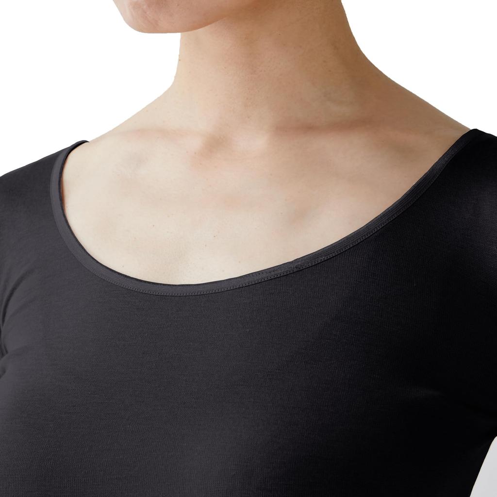 ITOART Comfortable Made in Sizes LL Black Women's Warm, Undershirt, Japan, 3/4 Sleeves, (XL),