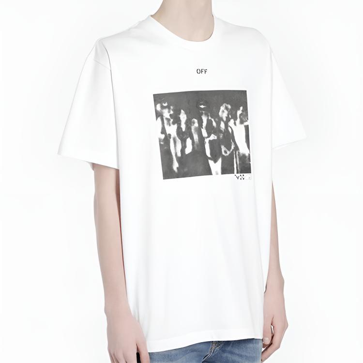 Off-White Spray Paint Arrows Print Crew Neck T-Shirt Men Tops White OMAA038R201850150110