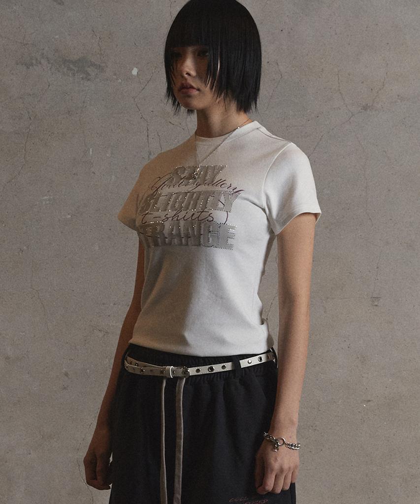 Garter Gallery 3S Script Crop T-Shirts_White