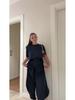 2025 Women's Drapey Wide-Leg Pants Two-Piece Set - Professional Casual Loose Fit with Solid Colors