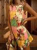 Summer Fashion Casual European and American Printed Crew Neck Vest Dress Women's Clothing Bamboo Hemp Comfortable Casual
