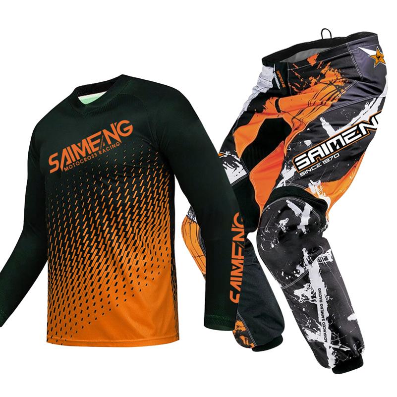 motocross gear set for kids Youth Jersey Pant Kits child green Motorcycle black 3 4 5 6 7 8 9 10 year Off-road suit blue orange Enduro cross boy girl