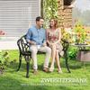Panca da Giardino a 2 Posti in Ghisa di Alluminio Resistente alle Intemperie con Schienale a Tulipano Motivo Floreale 99 x 57 x 78 cm