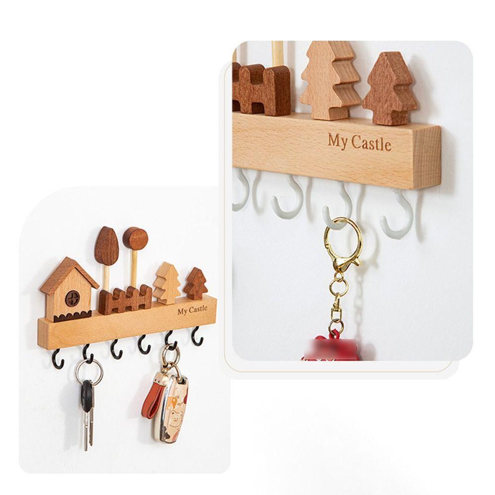 6 Hooks Key Hook Rack Wall Mounted Sundries Storage Hook Row Hook Door Back Clothes Hook  Entryway