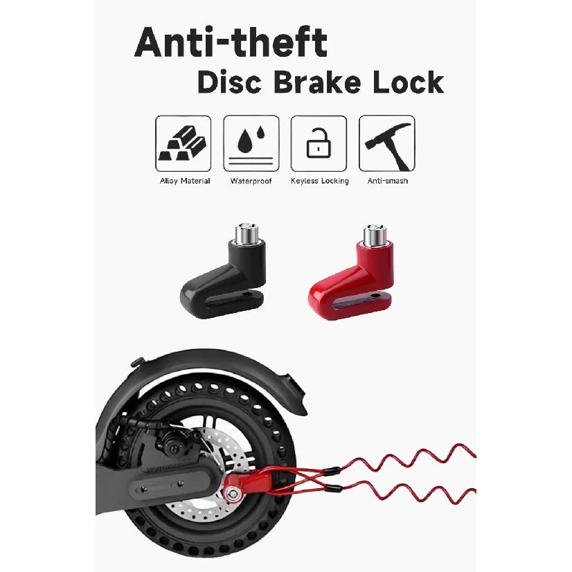 Electric Scooter Motorcycle Alarm Disc Lock Metal Waterproof Anti-theft Brakes Disc Lock Motorcycle Bicycles Scooter Bike Parts