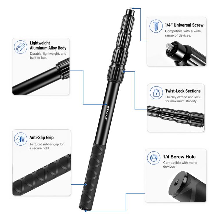1.5m Aluminum Alloy Invisible Selfie Stick