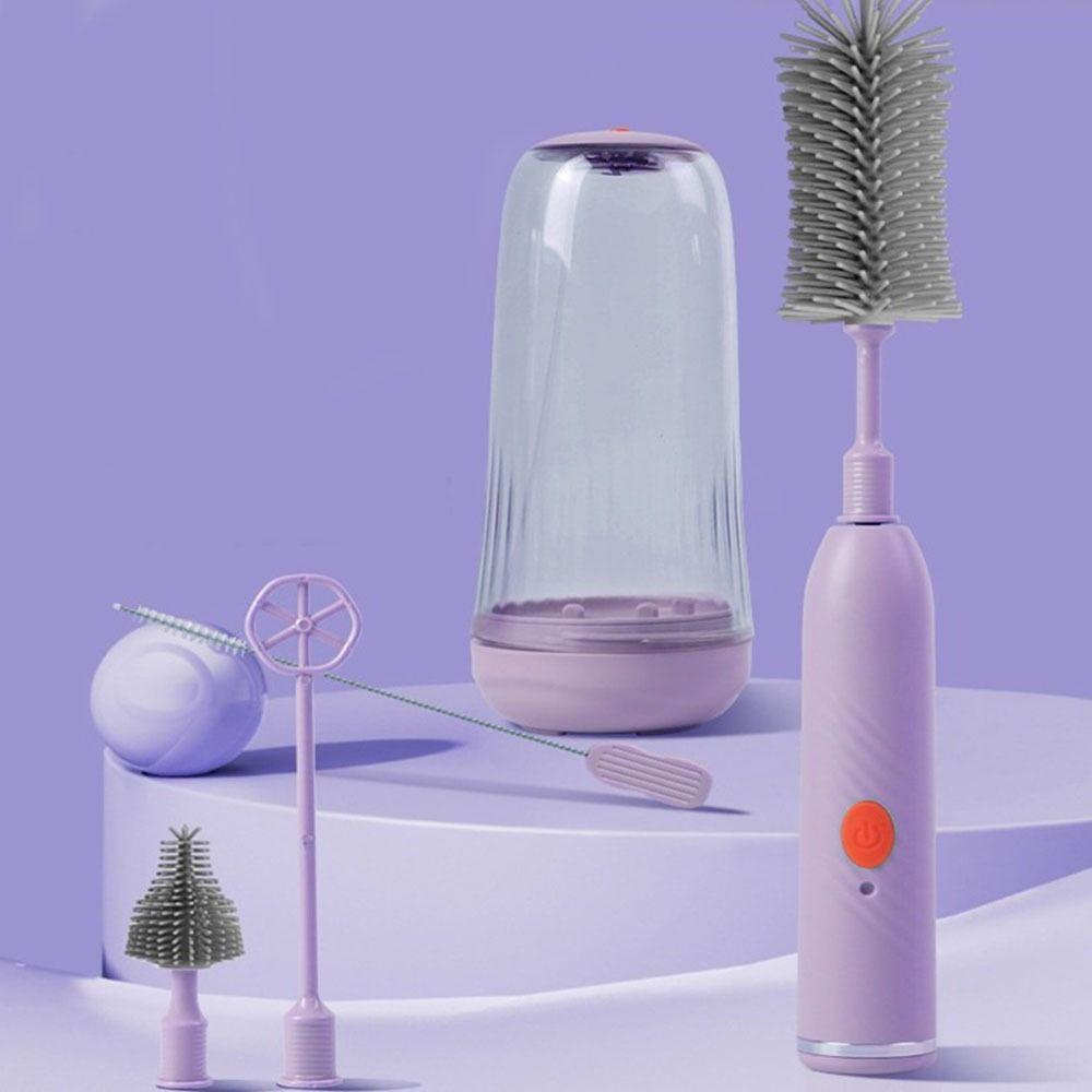 Long Handled Electric Bottle Brush Silicone Cleaning Brush Set  Pacifier Cleaning