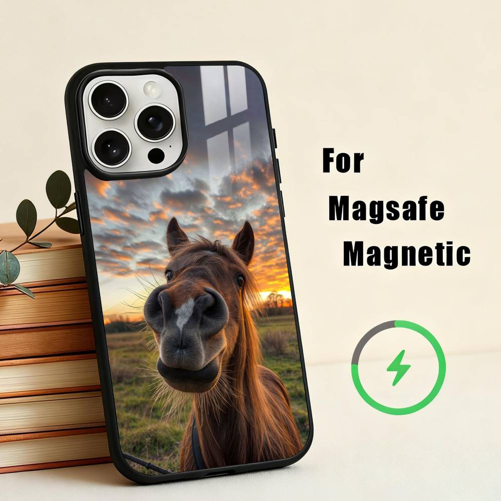 Funny Art Horse Animal   Phone Case For iPhone17,16,15,14,13,12,11 Plus,Pro Max Magnetic For Magsafe Wireless Charging