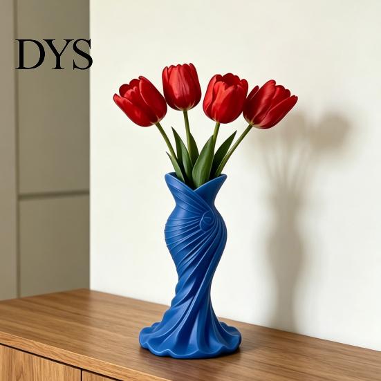 Home Decor Vase 2Pcs 3D Printed Fishtail Dress Decorative Flower Holder Office Indoor Plant Living Room Bedroom Table Shelf Gift for Housewarming