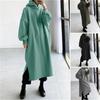 Fleecegefütterte lange Hoodies Damen Herbst Winter Mode Lässig Einfarbig Locker Langarm Kapuzenpullover Tops Y2K Damen Sweatshirts
