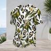 Mens Plus Size Round Neck Raglan Short Sleeve Olive Leopard Printed T Shirt