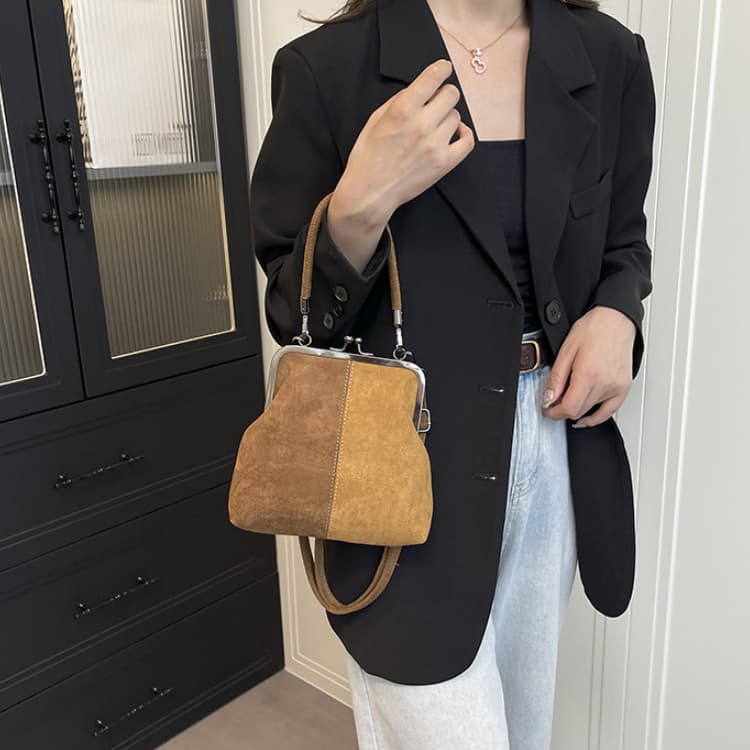 Vintage eenvoudige handtas dames schoudertas