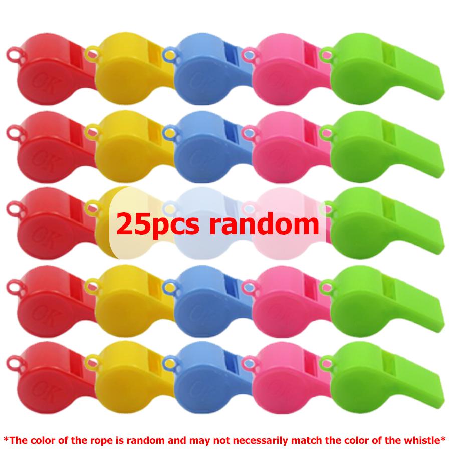 

25pcs 5.2cm Whistle with Rope Party Atmosphere Creating Sounding Props Stadium Fans Cheering Whistle Outdoor Emergency Whistle