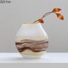 Creative Painted Stripes Glass Vase Table Decoration Artificial Flower Decorative Flowers Arrangement Room Aesthetic Decor