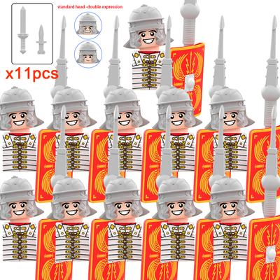 Mittelalterliche Militärfiguren aus der Burg von Rom, römische Soldaten, Infanteriekopf, beweglicher Waffenschirm, Bausteine, Ziegel, Spielzeug