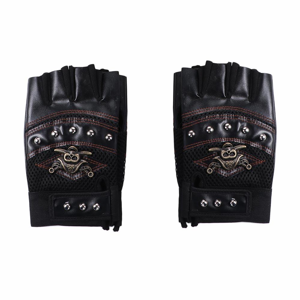 Fingerless Rivet Anti-slip Half Finger Gloves Cycling Gloves Skulls Gloves Motorcycle Gloves