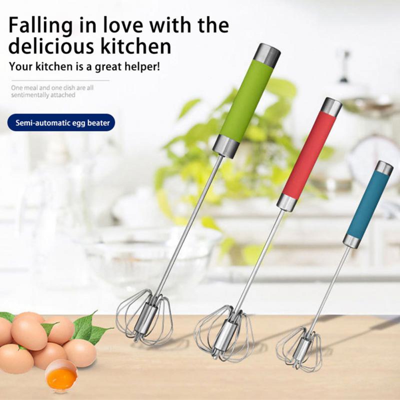 Kitchen Semi-Automatic Whisk Egg Beater Stainless Steel Manual Egg Beater and Cream Mixer Kitchen Mixer Egg Separator Tools