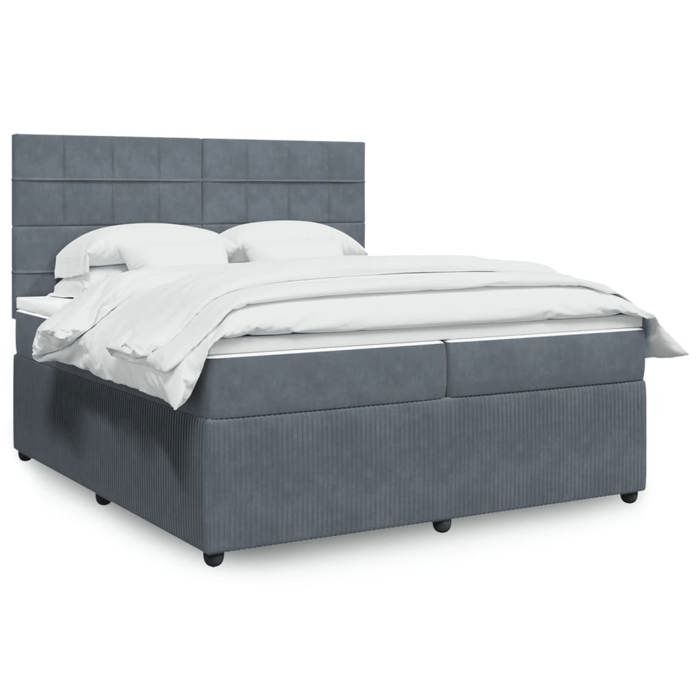 VidaXL Slat Bed Base and Mattress Dark Grey 200x200cm Velvet 3292431
