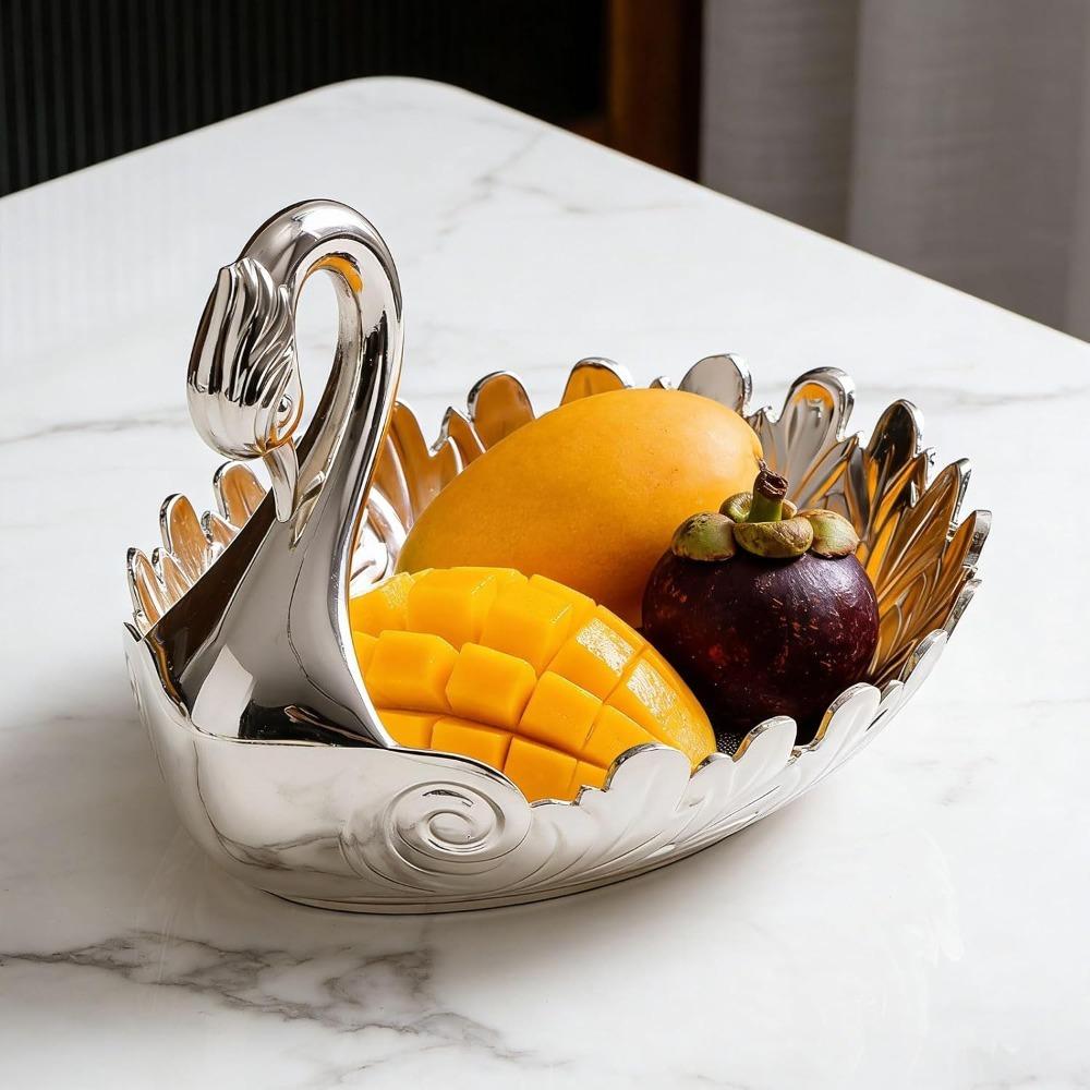 Zinc Alloy Fruits Serving Bowl Oval Cookie Storage Dish Antique Candy Serving Tray Hotel Bar