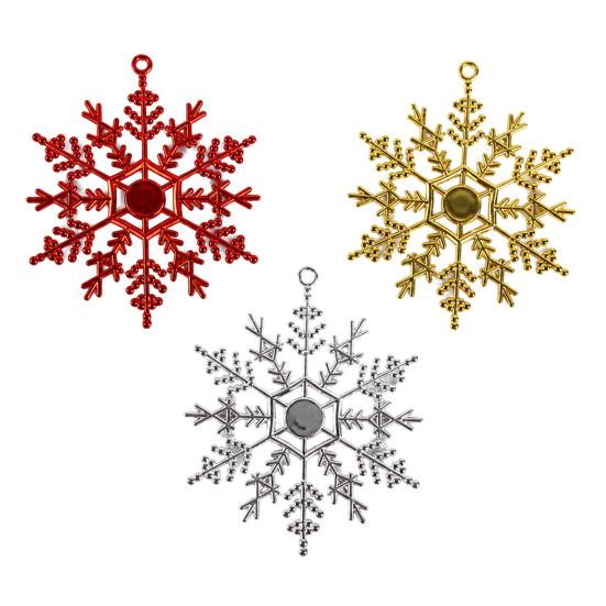 Three Dimensional Snowflake Hanging Ornaments 3Pcs Christmas Tree Snowflakes Ornaments, 10cm Glitter Plastic Glossy Electroplated Decorations