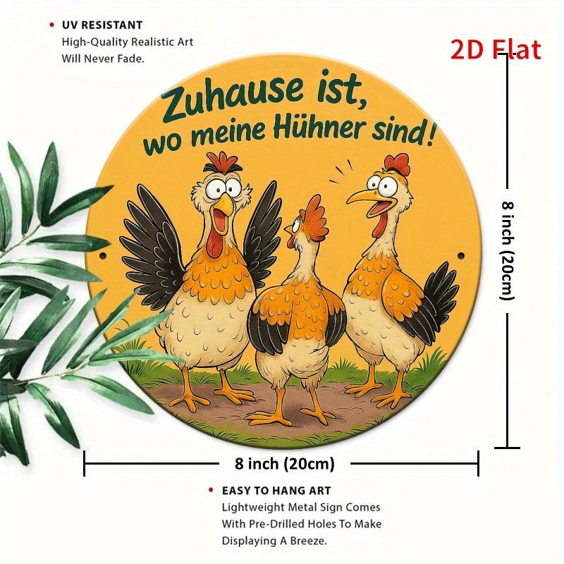 Charmante Hhner Runde Aluminium Decorative Sign in D Hhnerstall Deko Geschenk fr Bauernhof Besitzer 20x30cm（7.8x11.8inch）