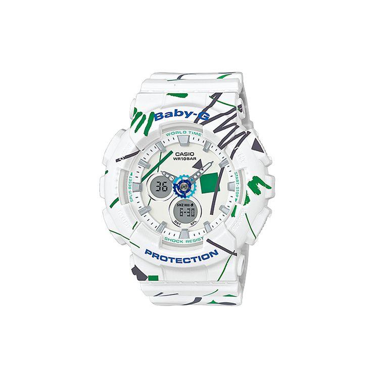 Casio Baby-G Themed Series Artistic Sports Versatile Classic Large Dial Dual Display Multifunctional Waterproof Quartz Watch Women watches BA-120SC-7A White Dial