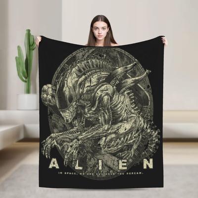 Alien The Xenomorph 1979 Blanket  Warm Funny Plush Throw Blanket For Couch Bed Travel Office Flannel Bedspread Bed Cover