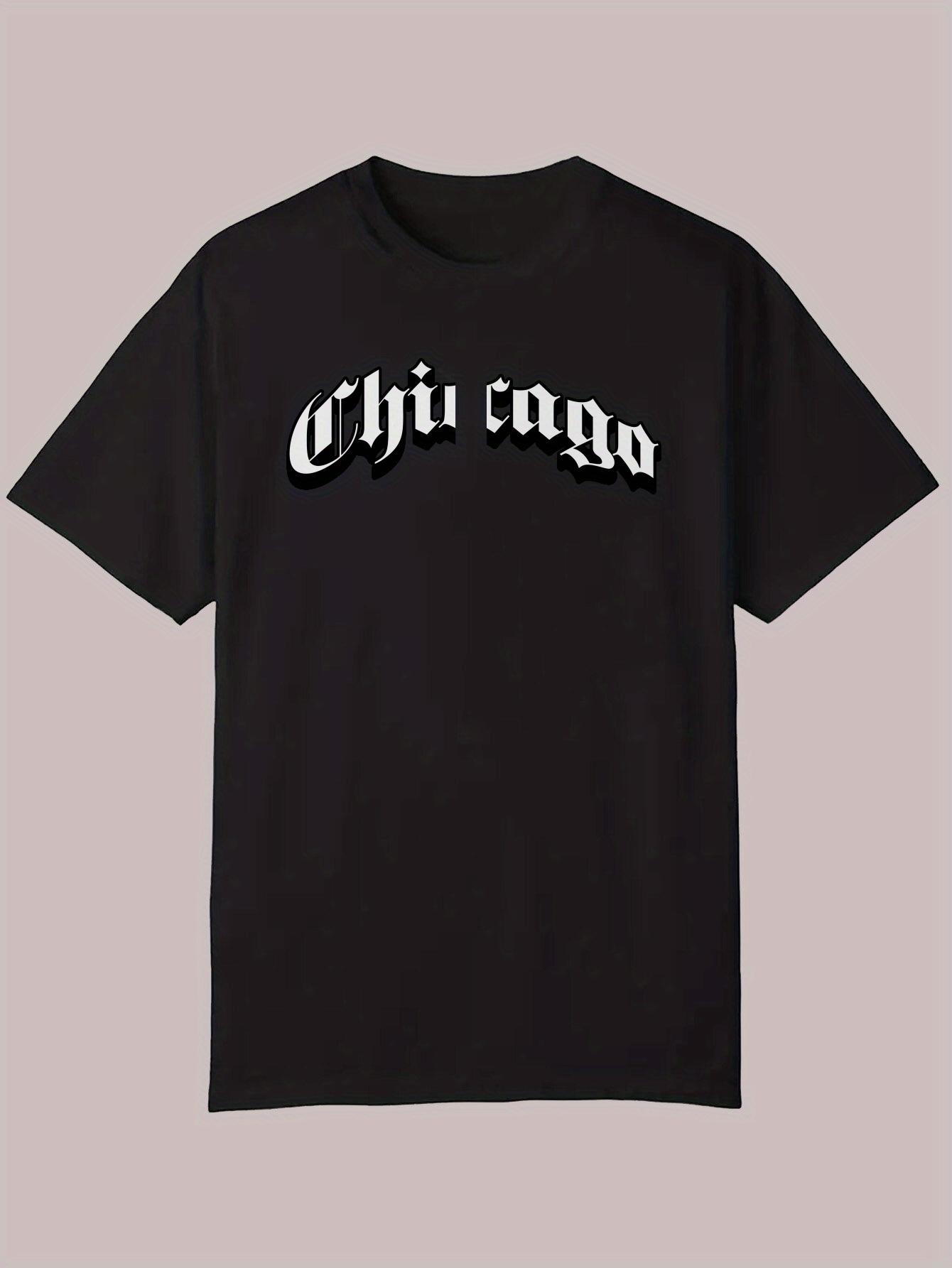 Графическая футболка Chicago - Черная с Белой Готической Надписью XL