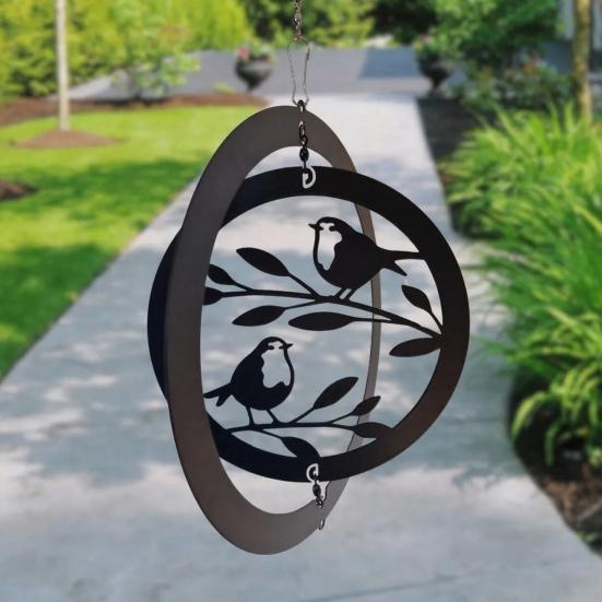 Hummingbird Wind Spinner 12-Inch 3D Kinetic Art Hanging Wind Spinner Outdoor Metal Wind Sculpture for Yard Garden Decor Gifts for Bird Lovers Mom