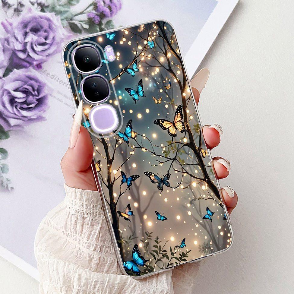 For Vivo V40 Lite 5G IDN Case V2417 Clear Cute Cat Fashion Butterfly Love Painted Soft Phone Case For Vivo V40 Lite 4G IDN Cover
