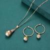 Chain Link Stainless Steel Ladies Short Necklace Sweater Freshwater Baroque Pearl Necklace Earrings Set Jewelry